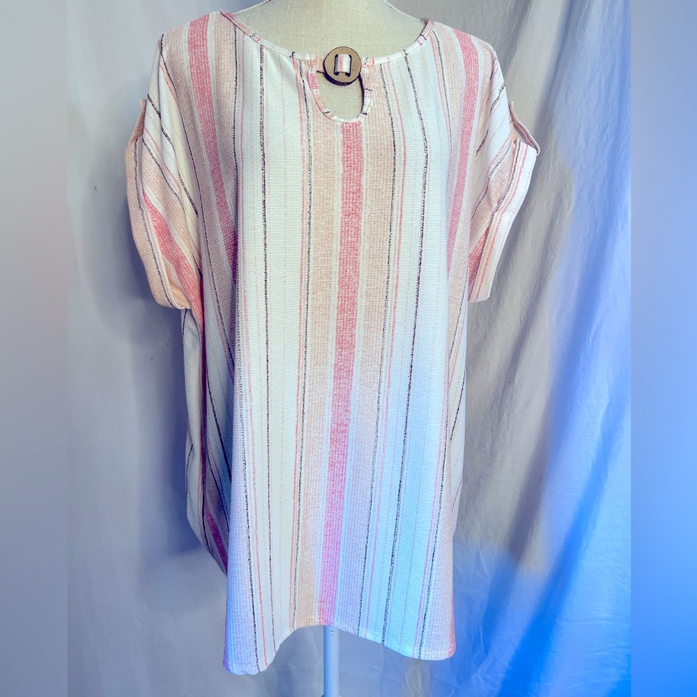 Cure Pink & White Vertical Striped Blouse